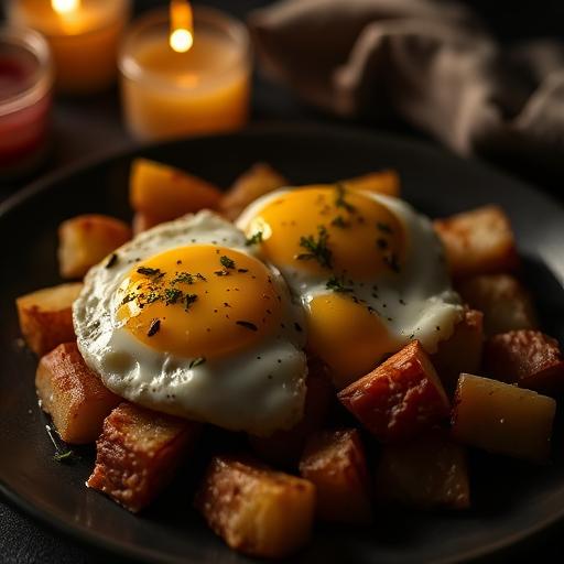 Huevos rotos con jamón