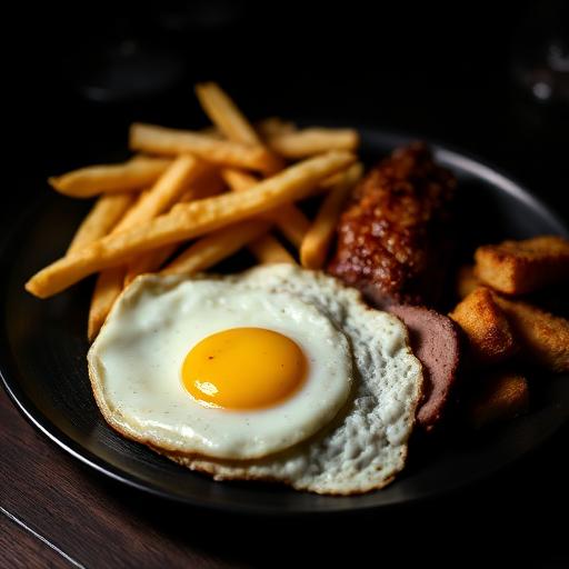 Plato combinado (huevo, lomo, patatas)