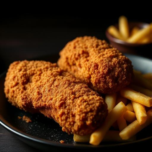 Pollo empanado con patatas