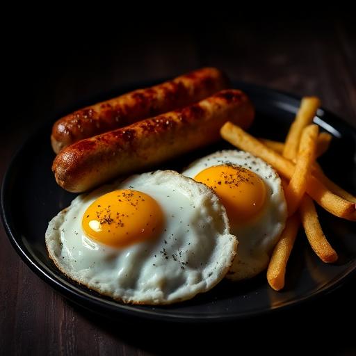 Salchichas con huevos y patatas